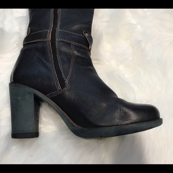 FLY LONDON KNEE HI BLACK LEATHER BUCKLE BOOTS 9.5 - Picture 5 of 11